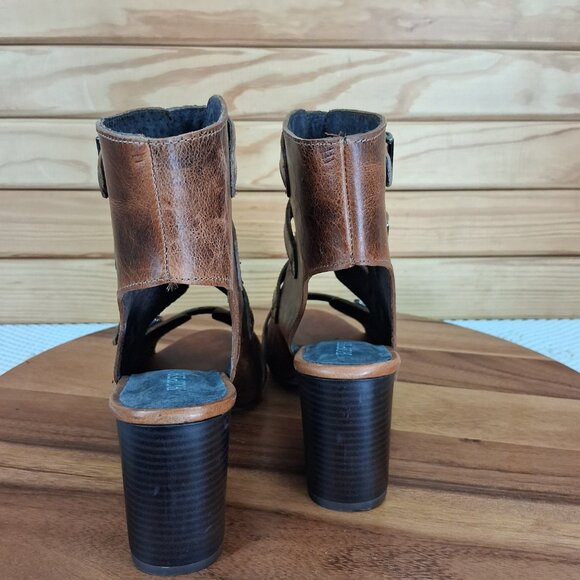 Roper Fashion Shoes Women's 10 Milo Leather Brown Buckle Bootie Sandal Brown - Picture 4 of 8